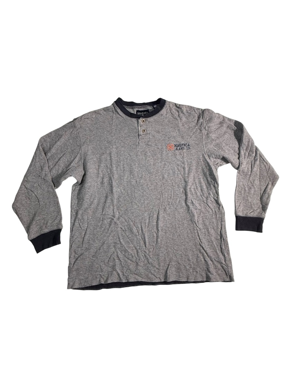Vintage Nautica jeans co Men’s Gray Long-Sleeve Henley Shirt
